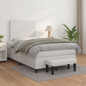 Cama box spring con colchón cuero sintético blanco 120x200 cm de , Camas y somieres - Ref: Foro24-3137534, Precio: 509,39 €, ...