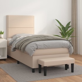 Box spring bed with a synthetic leather mattress in cappuccino color, 80x200 cm. by , Beds and slatted bases - Ref: Foro24-31...