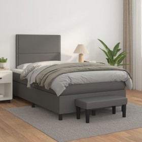 Cama box spring con colchón cuero sintético gris 120x200 cm de , Camas y somieres - Ref: Foro24-3137597, Precio: 496,21 €, De...