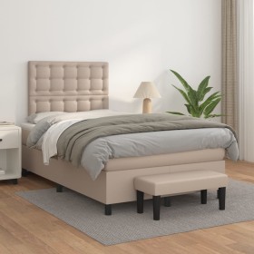 Boxspringbett mit Kunstleder-Matratze in Capuccino-Farbe, 120x200cm. von , Betten und Lattenroste - Ref: Foro24-3137658, Prei...