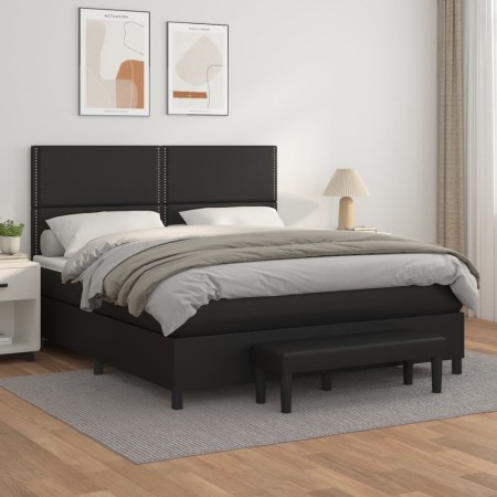 Box spring bed with black synthetic leather mattress 160x200 cm by , Beds and slatted bases - Ref: Foro24-3137611, Price: 582...