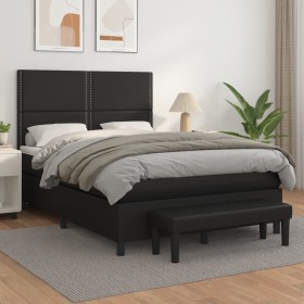 Cama box spring con colchón cuero sintético negro 140x200cm de , Camas y somieres - Ref: Foro24-3137605, Precio: 556,99 €, De...