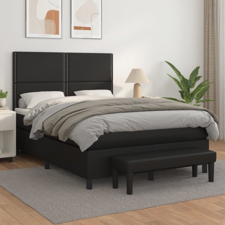 Box spring bed with black synthetic leather mattress 140x200cm by , Beds and slatted bases - Ref: Foro24-3137605, Price: 556,...