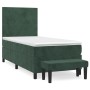 Cama box spring con colchón terciopelo verde oscuro 90x190 cm de , Camas y somieres - Ref: Foro24-3137698, Precio: 387,94 €, ...