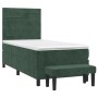 Cama box spring con colchón terciopelo verde oscuro 100x200 cm de , Camas y somieres - Ref: Foro24-3137890, Precio: 418,64 €,...