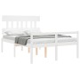 Bed for seniors with white solid wood headboard by vidaXL, Beds and slatted bases - Ref: Foro24-3195392, Price: 161,14 €, Dis...