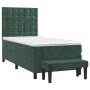 Cama box spring con colchón terciopelo verde oscuro 90x190 cm de , Camas y somieres - Ref: Foro24-3138058, Precio: 394,27 €, ...