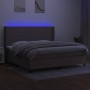 Boxspring-Bett, Matratze und LED-Lichter in grauem Taupe-Stoff, 200x200 cm. von , Betten und Lattenroste - Ref: Foro24-313826...