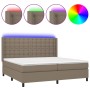 Cama box spring colchón y luces LED tela gris taupe 200x200 cm de , Camas y somieres - Ref: Foro24-3138665, Precio: 727,15 €,...