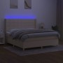 Box spring bed with mattress and LED lights, cream fabric, 180x200 cm. by , Beds and slatted bases - Ref: Foro24-3138898, Pri...