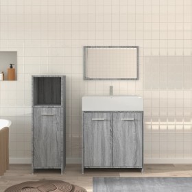 Set de muebles de baño 3 pzas madera contrachapada gris sonoma de , Muebles de baño - Ref: Foro24-3154407, Precio: 88,99 €, D...