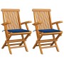 Garden chairs 2 units teak wood with royal blue cushions by , Garden chairs - Ref: Foro24-3062497, Price: 179,14 €, Discount: %