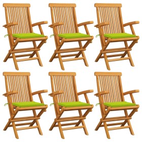 Garden chairs 6 pcs teak wood with bright green cushions by , Garden chairs - Ref: Foro24-3062552, Price: 411,13 €, Discount: %