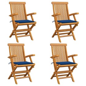 Garden chairs 4 pcs teak wood with royal blue cushions by , Garden chairs - Ref: Foro24-3065627, Price: 340,45 €, Discount: %