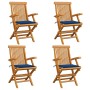 Garden chairs 4 pcs teak wood with royal blue cushions by , Garden chairs - Ref: Foro24-3065627, Price: 355,51 €, Discount: %