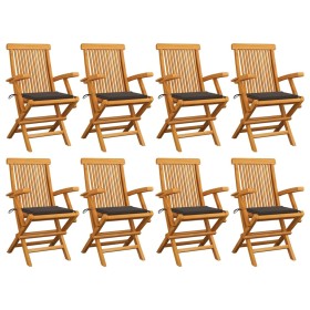 Garden chairs 8 pcs teak wood with taupe gray cushions by , Garden chairs - Ref: Foro24-3072897, Price: 614,49 €, Discount: %