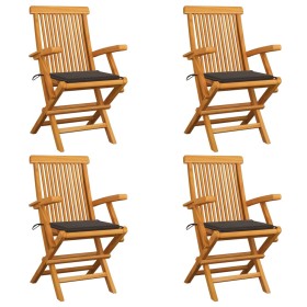 4 Stück Gartenstühle aus Teakholz mit taupegrauen Kissen von , Gartenstühle - Ref: Foro24-3065625, Preis: 331,66 €, Rabatt: %