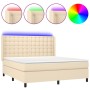 Box spring bed with mattress and LED lights, cream fabric, 160x200 cm. by , Beds and slatted bases - Ref: Foro24-3138650, Pri...