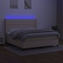 Box spring bed with mattress and LED lights, cream fabric, 160x200 cm. by , Beds and slatted bases - Ref: Foro24-3138650, Pri...