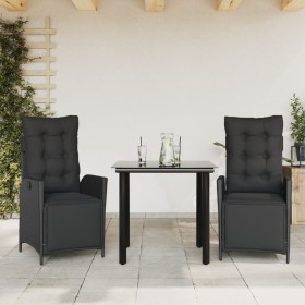 3-teiliges Garten-Esszimmer-Set mit Kissen synthetisches Rattan schwarz von , Gartensets - Ref: Foro24-3213399, Preis: 333,52...