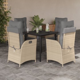 5-teiliges Garten-Esszimmer-Set mit Kissen synthetisches Rattan beige von , Gartensets - Ref: Foro24-3213456, Preis: 592,10 €...