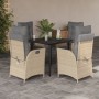 Set comedor de jardín 5 pzas con cojines ratán sintético beige de , Conjuntos de jardín - Ref: Foro24-3213456, Precio: 592,10...