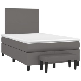 Box spring bed with gray synthetic leather mattress 120x190 cm by , Beds and slatted bases - Ref: Foro24-3270443, Price: 430,...