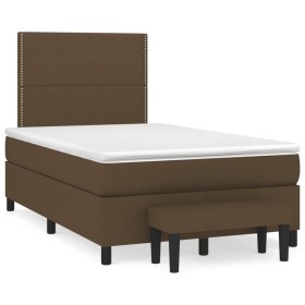 Cama box spring con colchón tela marrón oscuro 120x190 cm de , Camas y somieres - Ref: Foro24-3270351, Precio: 440,99 €, Desc...