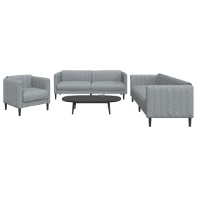 Dreiteiliges Sofaset in hellem Grau aus Stoff. von , Sofas - Ref: Foro24-3209229, Preis: 704,49 €, Rabatt: %