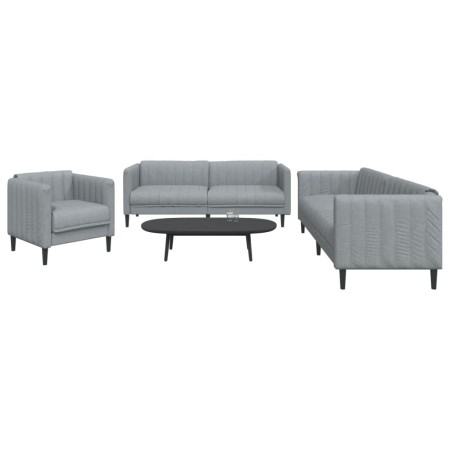 Dreiteiliges Sofaset in hellem Grau aus Stoff. von , Sofas - Ref: Foro24-3209229, Preis: 703,55 €, Rabatt: %