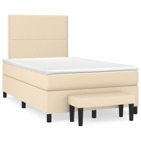 Cama box spring con colchón tela color crema 120x190 cm de , Camas y somieres - Ref: Foro24-3270353, Precio: 462,99 €, Descue...