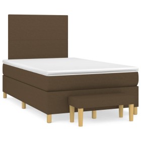 Cama box spring con colchón tela marrón oscuro 120x190 cm de , Camas y somieres - Ref: Foro24-3270393, Precio: 438,99 €, Desc...