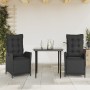 Set comedor de jardín 3 pzas con cojines ratán sintético negro de , Conjuntos de jardín - Ref: Foro24-3213392, Precio: 357,99...