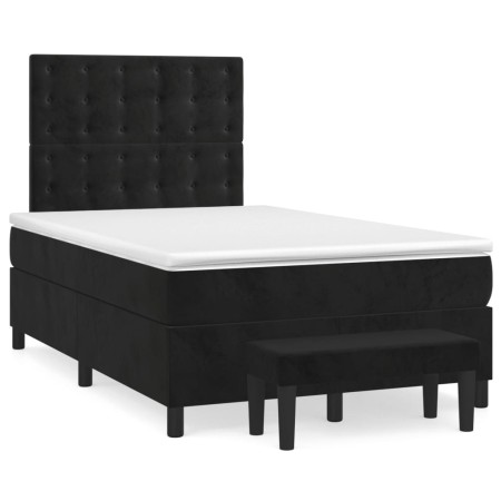 Cama box spring con colchón terciopelo negro 120x190 cm de , Camas y somieres - Ref: Foro24-3270495, Precio: 440,99 €, Descue...