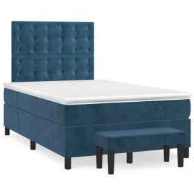 Dark blue velvet box spring bed with mattress 120x190 cm by , Beds and slatted bases - Ref: Foro24-3270497, Price: 440,90 €, ...