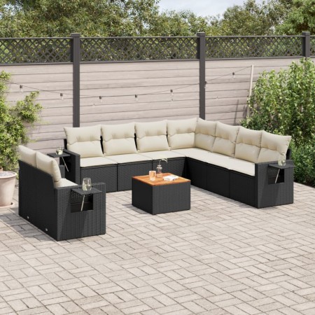 Garden sofa set 10 pieces with black synthetic rattan cushions by , Garden sets - Ref: Foro24-3256959, Price: 640,32 €, Disco...