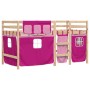 High bed for children with pink pine wood curtains 90x200 cm by , Beds and slatted bases - Ref: Foro24-3283819, Price: 158,79...