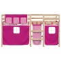 High bed for children with pink pine wood curtains 90x200 cm by , Beds and slatted bases - Ref: Foro24-3283819, Price: 158,79...