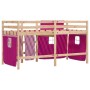 High bed for children with pink pine wood curtains 90x200 cm by , Beds and slatted bases - Ref: Foro24-3283819, Price: 158,79...