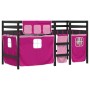 Cama alta para niños con cortinas madera pino rosa 90x200 cm de , Camas y somieres - Ref: Foro24-3283825, Precio: 184,71 €, D...