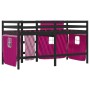 Cama alta para niños con cortinas madera pino rosa 90x200 cm de , Camas y somieres - Ref: Foro24-3283825, Precio: 184,71 €, D...