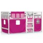 Cama alta para niños con cortinas madera pino rosa 90x190 cm de , Camas y somieres - Ref: Foro24-3283831, Precio: 206,64 €, D...