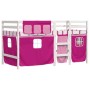 High bed for children with pink pine wood curtains 90x190 cm by , Beds and slatted bases - Ref: Foro24-3283831, Price: 180,46...