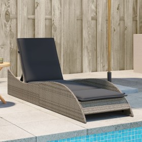 Synthetic rattan sun lounger with gray cushion 60x205x73 cm by , Loungers - Ref: Foro24-368280, Price: 153,60 €, Discount: %