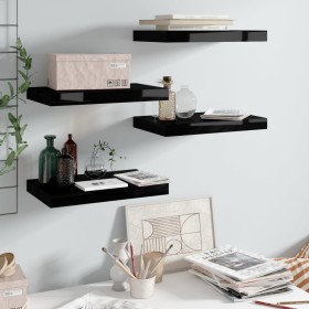 Floating wall shelf 4 pcs glossy black MDF 40x23x3.8 cm by vidaXL, Shelves and shelves - Ref: Foro24-323765, Price: 49,39 €, ...