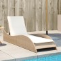 Sun lounger with beige synthetic rattan cushion 60x205x73 cm by , Loungers - Ref: Foro24-368282, Price: 173,03 €, Discount: %