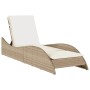 Sun lounger with beige synthetic rattan cushion 60x205x73 cm by , Loungers - Ref: Foro24-368282, Price: 173,03 €, Discount: %