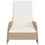 Sun lounger with beige synthetic rattan cushion 60x205x73 cm by , Loungers - Ref: Foro24-368282, Price: 173,03 €, Discount: %