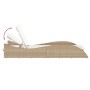 Sun lounger with beige synthetic rattan cushion 60x205x73 cm by , Loungers - Ref: Foro24-368282, Price: 173,03 €, Discount: %