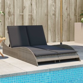 Synthetic rattan sun lounger with grey cushions 114x205x73 cm by , Loungers - Ref: Foro24-368289, Price: 248,99 €, Discount: %